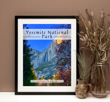 Load image into Gallery viewer, Yosemite National Park Travel Poster, Yosemite Falls, Poster, Framed art Print, Canvas Print, Landscape art