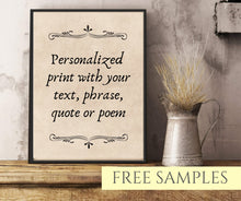 Load image into Gallery viewer, Custom Quote Print Custom Sign Custom sign print Custom poster Quote Custom Personalized Custom Typography framed wall art print