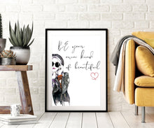 Load image into Gallery viewer, Fearless art print, fashion wall art, fearless girl, feminist gift, Feminist wall art, Girl Boss