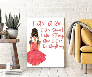 I am a Girl Feminist wall art, Fearless art print, fashion wall art, fearless girl, feminist gift, Girl Boss