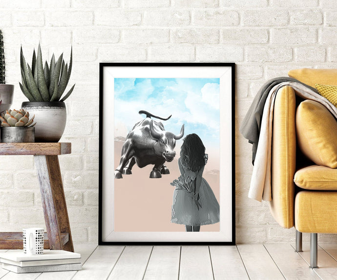 Fearless girl statue, Fearless art print, fashion wall art, fearless girl, feminist gift, Girl Boss