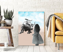 Load image into Gallery viewer, Fearless girl statue, Fearless art print, fashion wall art, fearless girl, feminist gift, Girl Boss