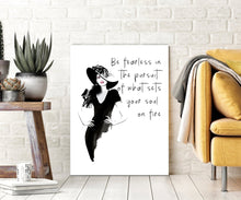 Load image into Gallery viewer, Be fearless in the pursuit, Fearless girl statue, art print, fashion wall art, gift for her, feminist gift, Girl Boss