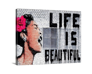Banksy life is beautiful Canvas print, home decor