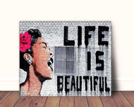 Banksy Canvas Art Print Life is Beautiful