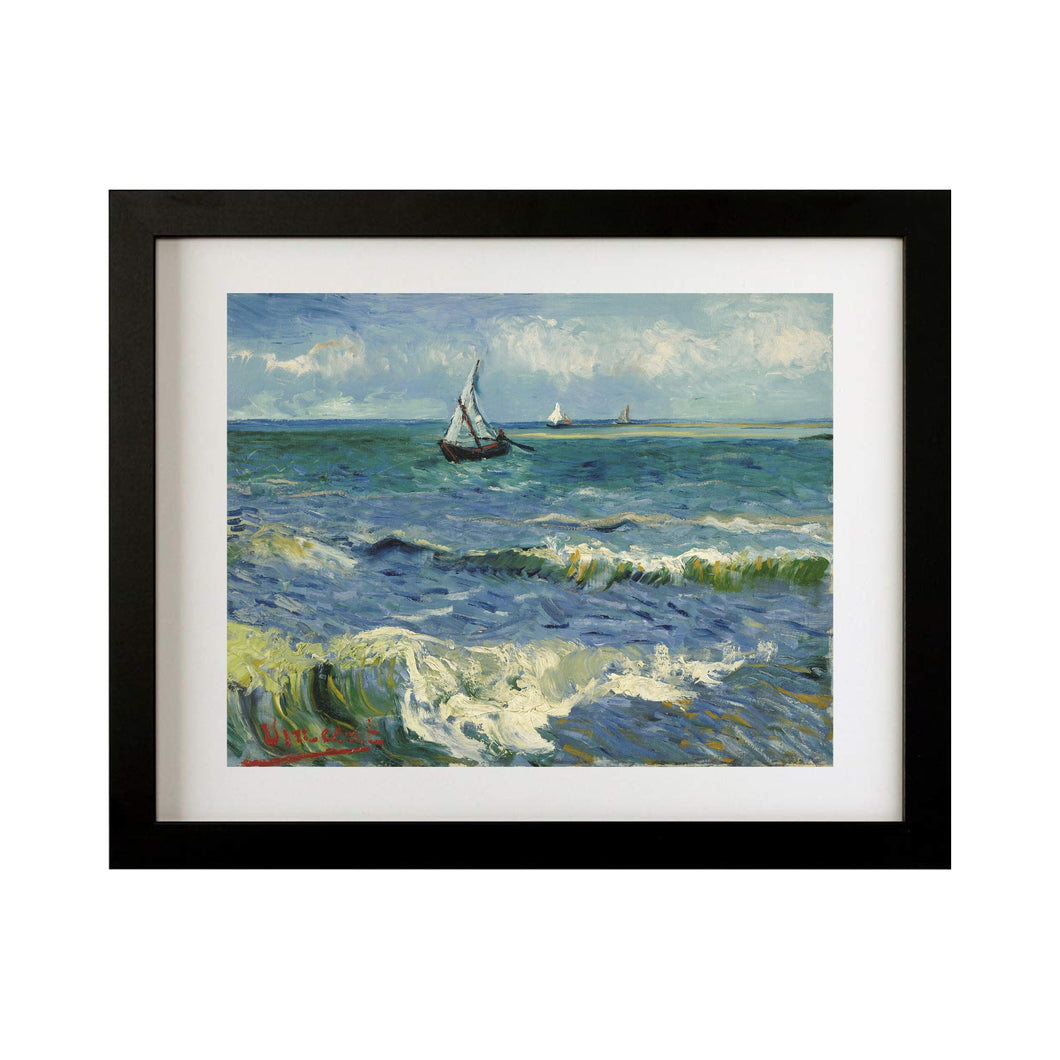 The Sea at Les Saintes Maries de la Mer by Vincent Van Gogh Van gogh Beach Vincent Van Gogh Canvas print Giclee Print Sailing