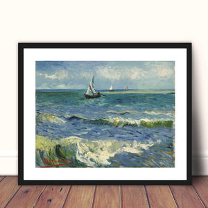 The Sea at Les Saintes Maries de la Mer by Vincent Van Gogh Van gogh Beach Vincent Van Gogh Canvas print Giclee Print Sailing