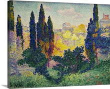 Load image into Gallery viewer, cypresses in cagnes 1908 by henri edmond cross cypresses in cagnes henri edmond cross canvas print classic art wall art print