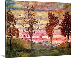 four trees 1917 by egon schiele four trees egon schiele canvas print classic art wall art print