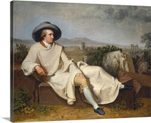 Load image into Gallery viewer, goethe in the roman campagna 1787 by johann heinrich wilhelm tischbein goethe in the roman campagna johann heinrich wilhelm tischbein canvas print classic art wall art print