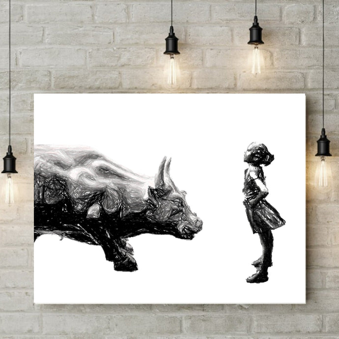 Fearless girl statue Wall Art, Fearless art print, fashion wall art, feminist gift, Girl Boss