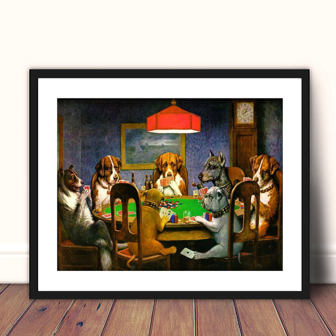 Dogs playing poker Poker Poker art Friend in need Dog art playroom art mancave art pool art