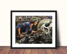 Load image into Gallery viewer, girl power feminist art ruby loftus screwing a breech ring feminist gift laura knight canvas art print