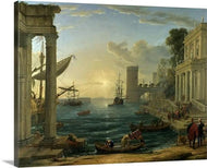 seaport with the embarkation of the queen of sheba 1648 by claude lorrain seaport with the embarkation of the queen of sheba 1648 claude lorrain canvas print classic art wall art print