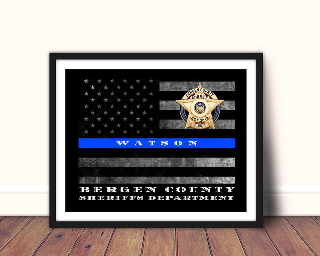 sheriff gift Thin blue line personalized badge police officer retirement gift
