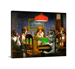 Dogs playing poker Poker Poker art Friend in need Dog art playroom art mancave art pool art