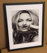 Load image into Gallery viewer, Kate Moss Fashion poster black and white art print Mustache Kate Moss fashion poster Gift for her fashion poster kate moss