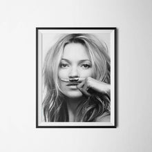 Load image into Gallery viewer, Kate Moss Kate Moss Print Mustache poster Fashion poster Gift for her Kate Moss Poster Fashion decor Model Kate moss Poster