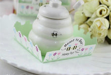 Load image into Gallery viewer, White ceramic honey pot with dipper Party Favors gift