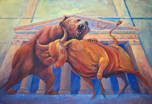 Wall street Wall street poster Bull and bear Office art Wall street Bull Stock Market Charging bull New York Banking finance art
