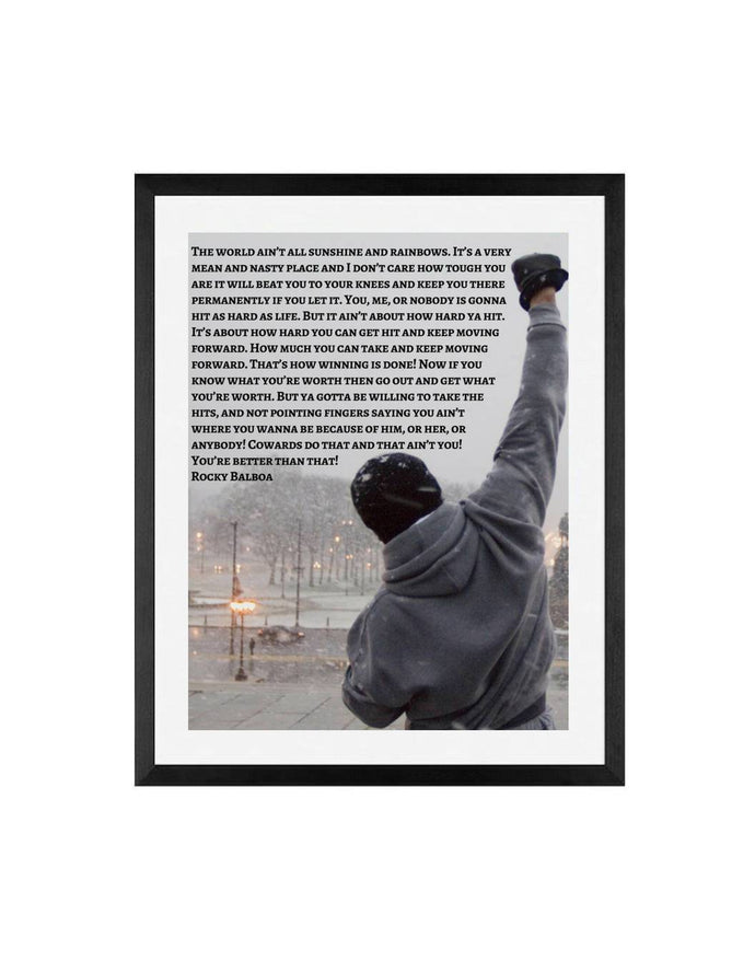 Rocky Balboa movie poster Inspirational quote Poster Framed Canvas Print art