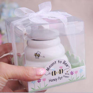 White ceramic honey pot with dipper Party Favors gift