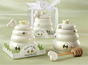 Ceramic Honey Pot with Wooden Dipper Party Favor