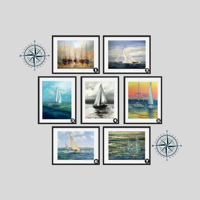 Sailing boat art print wall art framed Nautical art poster wall art  Sailing art gift Sail boat framed art