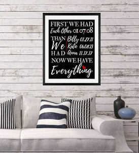Personalized Family wall art  First We Had Each Other Then We Had You Family wall art Poster