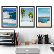 Set of 3 Prints Surf Palm Beach decor Coastal Wall Art Canvas art Los Angeles BeachState wall art Palm Tree print Beach poster