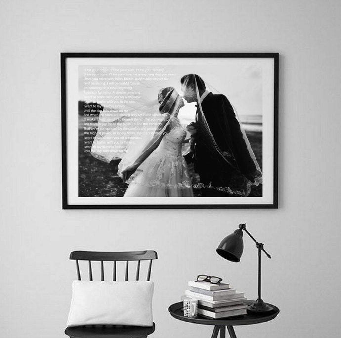 Song lyric art  Anniversary gift gift for her Lyric print song lyrics gift for wife First Anniversary Paper Gift Poster