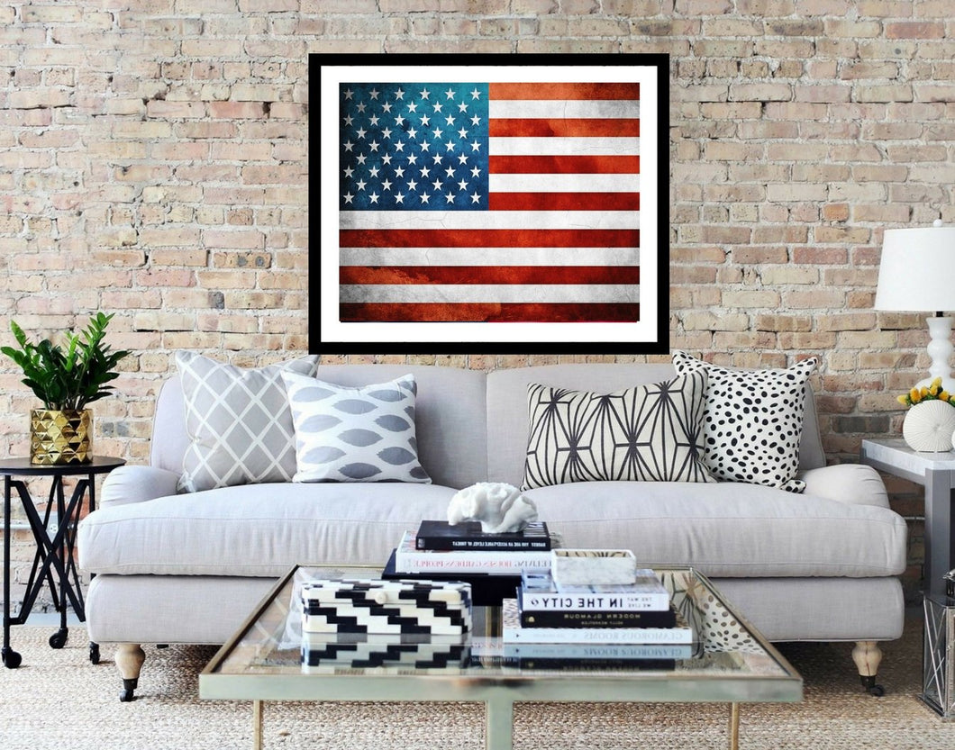 United states of america flag framed wall art Vintage American Flag Print Poster