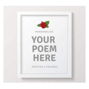 Poem Print Printed Custom in Picture Frame