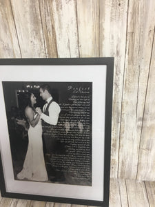 Wedding Anniversary gift  lyric vows Custom print framed