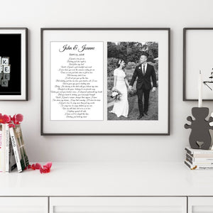 Wedding Anniversary gift Custom Poem print Paper anniversary gift Wedding Vows custom sign Custom personalized vows print Poster