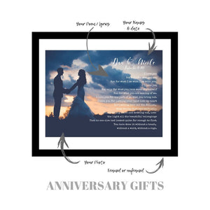 Wedding Anniversary gift Custom Poem print Paper anniversary gift Wedding Vows custom sign Custom personalized vows print Poster