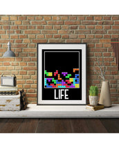 Load image into Gallery viewer, Life poster Motivational art Life Tetris motivation Poster Quote Literary Quote artworkQuote Illustration gift for him Poster