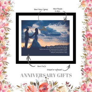 Wedding Anniversary gift Custom Poem print Paper anniversary gift Wedding Vows custom sign Custom personalized vows print Poster