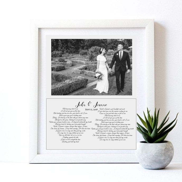 Wedding anniversary gift 10 year anniversary Custom personalized song lyrics lyrics lyric wall art first dance lyrics vows vows art