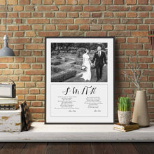 Load image into Gallery viewer, Personalized first wedding anniversary gift framed song lyrics or vows framed wall art print first dance song lyric frame art print