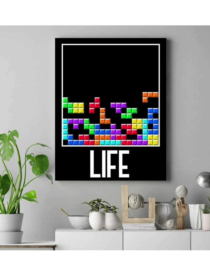 Life poster Motivational art Life Tetris motivation Poster Quote Literary Quote artworkQuote Illustration gift for him Poster