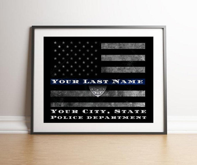 Police officer gifts Blue Line Sign Custom Thin Blue Line Flag Thin Blue Line Police officer gift Police officer retirement gift