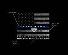 Load image into Gallery viewer, Custom Personalized Thin Blue Line American Flag framed wall art for police officer gift  Police officer gifts Police retirement gift