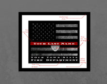 Load image into Gallery viewer, firefighter gift Personalized art print firefighter Police officer Thin blue line Thin red line Firefighter Gift police officer gifts