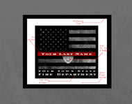 firefighter gift Personalized art print firefighter Police officer Thin blue line Thin red line Firefighter Gift police officer gifts