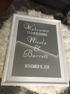 welcome sign mirror wedding sign Wedding babyshower bridal shower