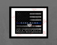 Load image into Gallery viewer, Police officer gift Thin Blue Line flag Framed wall art Police gift police academy gift Framed retirement gift Police academy police