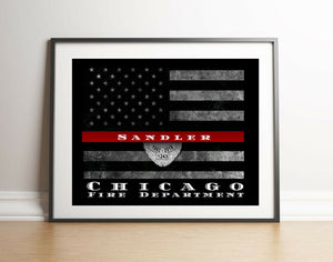 firefighter gift Personalized art print firefighter Police officer Thin blue line Thin red line Firefighter Gift police officer gifts