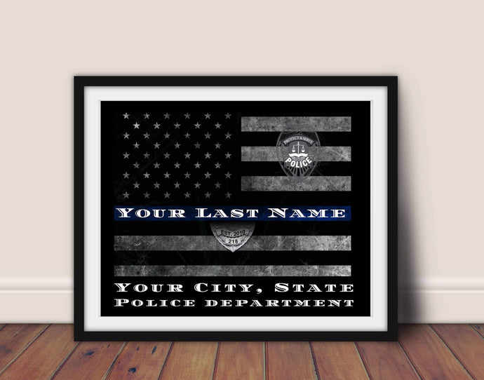 Thin Blue Line Police officer gift Framed gift Police Wife Police Mom Framed retirement gift Police academy police officer gifts