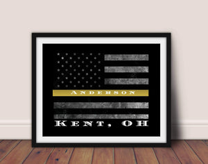 Thin Yellow Line Flag Security Guard Loss Prevention Tow Truck Drivers Truck Drivers American Flag Thin Line Flag Poster